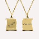 Pendentif personnalisé parchemin en argent 925 ou plaqué or 18k