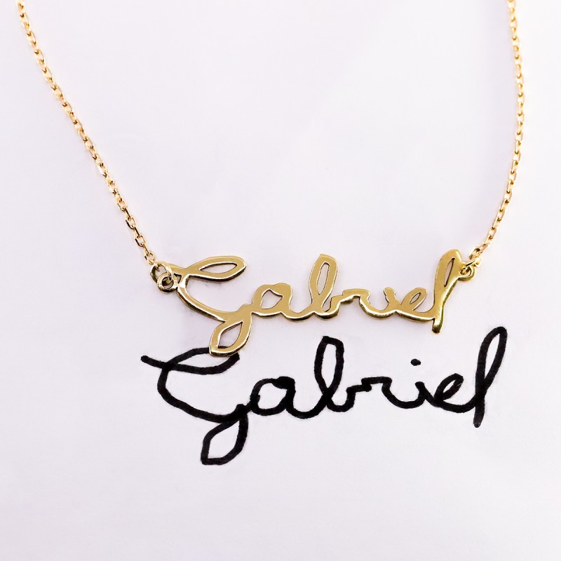 Collier prénom So&Jo - écriture sur-mesure en argent 925, plaqué or