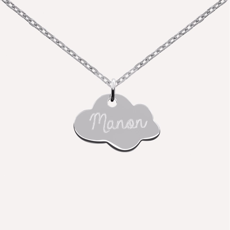 Pendentif nuage personnalisable en argent 925 ou plaqué or – Bijou Gravé sur Mesure