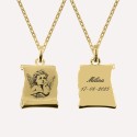 Pendentif parchemin ange en argent 925 ou plaqué or 18k