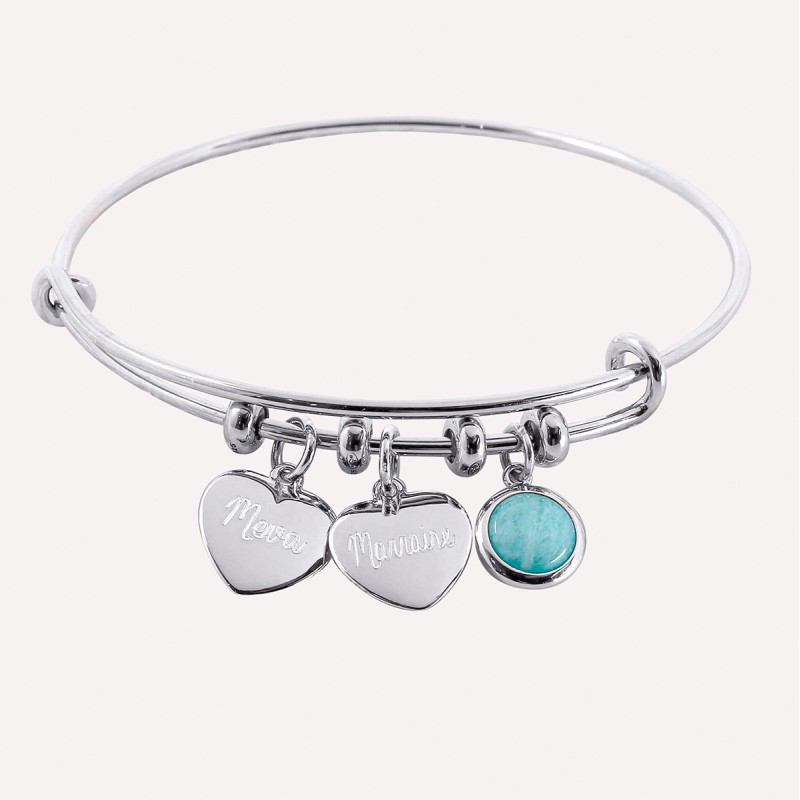 Bracelet jonc stella à personnaliser en Argent 925 ou Plaqué Or Bracelet jonc stella à personnaliser en Argent 925 ou Plaqué Or