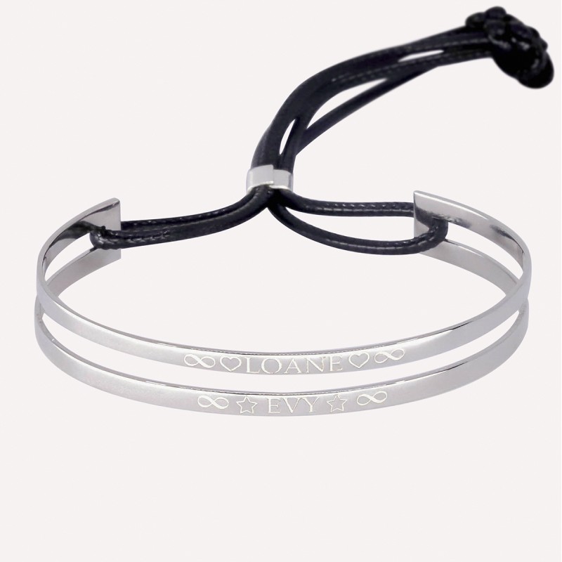 Jonc 2 bandes à personnaliser en Argent 925 Jonc 2 bandes à personnaliser en Argent 925