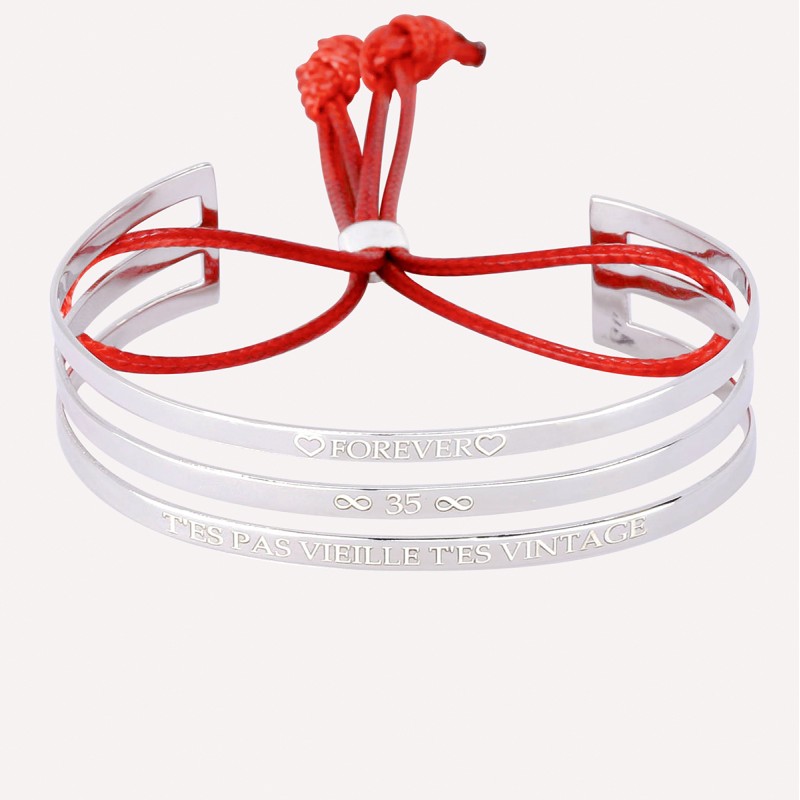 Jonc 3 bandes à personnaliser en Argent 925 ou plaqué Or Jonc 3 bandes à personnaliser en Argent 925 ou plaqué Or