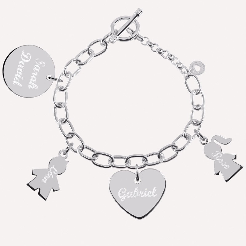 Bracelet gravé "Mes Amours A Moi" en Argent 925 ou Plaqué Or