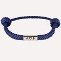 Bracelet personnalisé homme cordelette marine et plaque acier à graver
