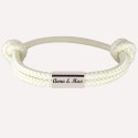 Bracelet personnalisé homme cordelette beige et plaque acier à graver