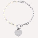 Bracelet demi chaine perlée et coeur en Argent 925 à personnaliser