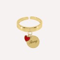 Bague coeur email rouge à personnaliser