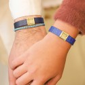 Duo de bracelets couple personnalisables – Plaque acier doré gravée avec prénoms + flèche Cupidon