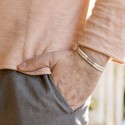 Bracelet personnalisé homme cordelette beige et plaque acier à graver
