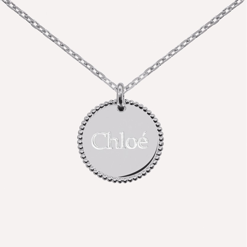 Pendentif médaille perlée en argent 925 ou plaqué or