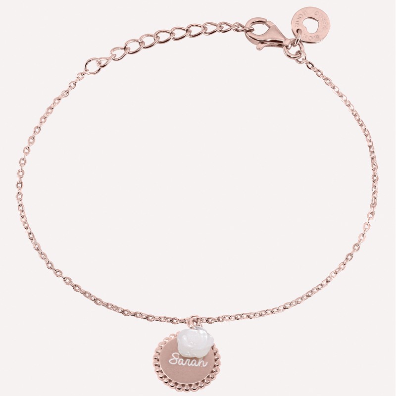 Bracelet personnalisé fleur de nacre en argent 925