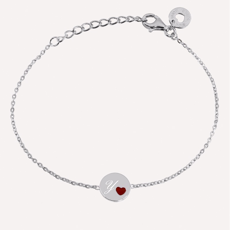 Bracelet Médaille Coeur Rouge à personnaliser