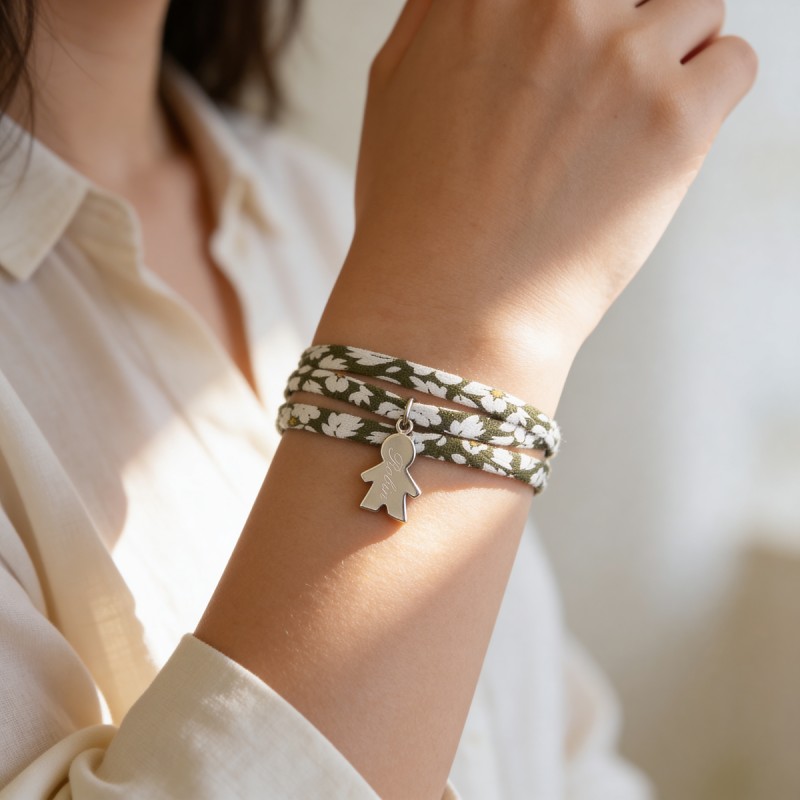 Bracelet personnalisé liberty triple tour en argent 925 ou plaqué or