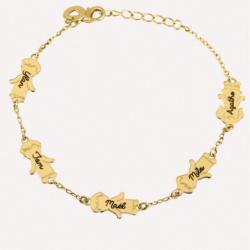 Bracelet personnalisé choupinou avec prénom enfant en argent 925 ou plaqué or