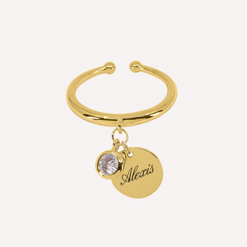Bague charm à personnaliser en argent 925 ou plaqué or