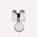 Bague ruban pampille perlée en argent 925 à personnaliser