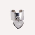 Bague ruban coeur perlé en argent 925 à personnaliser