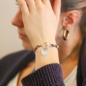 Bracelet liberty personnalisé avec cœur à graver et fermoir en T en argent 925