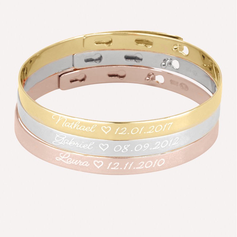 Trio Bracelets Jonc Argent, Argent Rosé et Plaqué Or