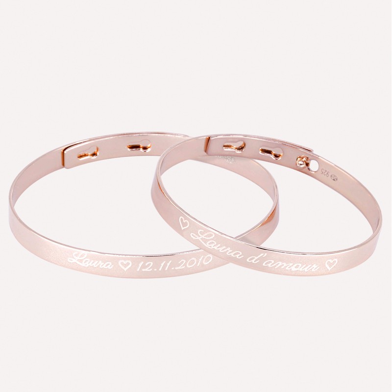 Duo de bracelets joncs gravés Maman / Enfant