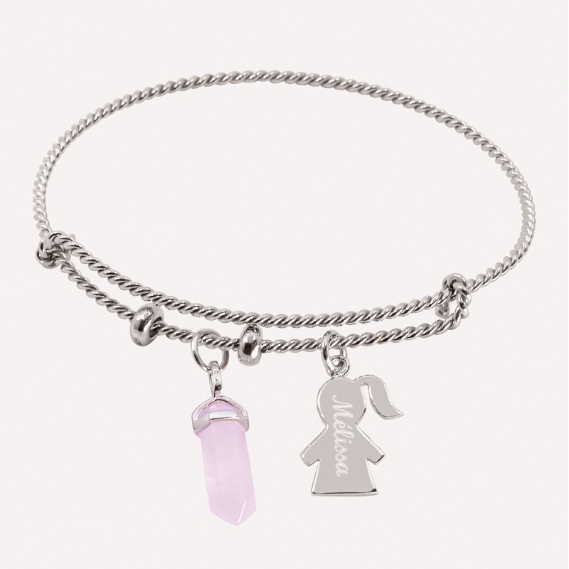 Bracelet Jonc Stella torsadé à personnaliser en Argent 925 ou Plaqué Or