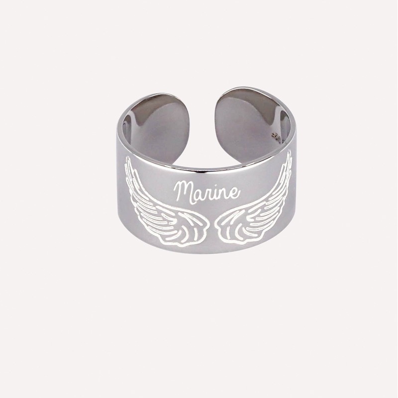 Bague ruban ailes d'ange à personnaliser en argent ou plaqué or