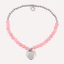 Bracelet coeur perles roses et argent à personnaliser en Argent 925