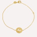 Bracelet Médaille Perlée en Plaqué Or à personnaliser