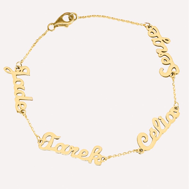 Bracelet prénom découpé en Or 18K