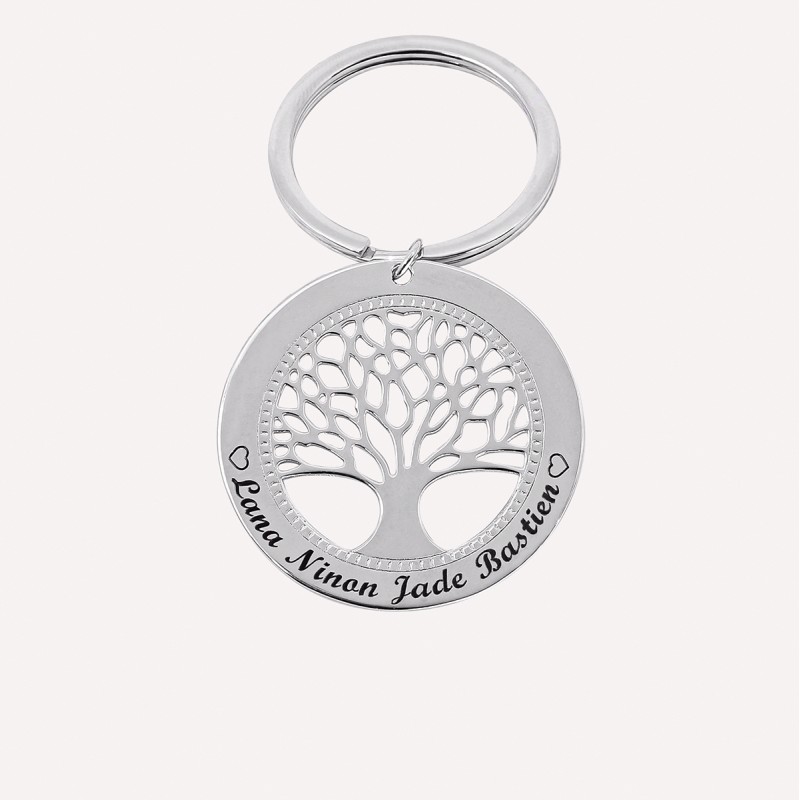 Porte clés arbre de vie personnalisé en argent 925