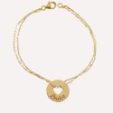 Bracelet jeton coeur en Or 18K sur chaine à personnaliser