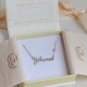 Collier prénom découpé coeur rose en argent 925 ou plaqué or