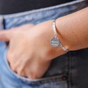 Jonc martelé avec charm à graver en Argent 925