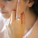 Bague coeur email rouge à personnaliser