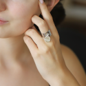 Bague ruban martelée pampille à personnaliser en argent 925 ou plaqué Or