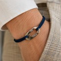 Bracelet homme ovale en argent 925 sur cordon à personnaliser
