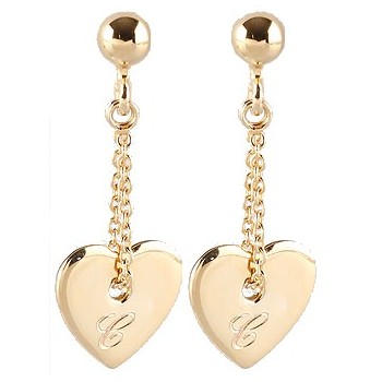 Boucles d'oreilles coeurs gravée argent