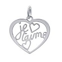 Pendentif "je t'aime dans un coeur" argent