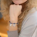 Bracelet mes petits coeurs  argent 925 et cordon bleu royal