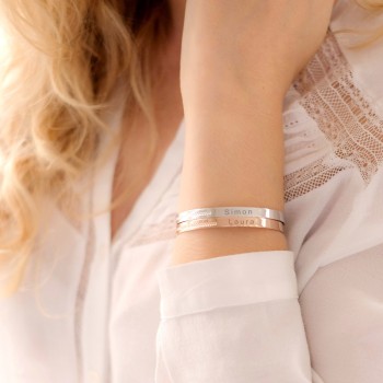 Duo de bracelets joncs perlés à personnaliser