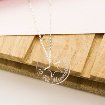 Pendentif jeton étoile en Argent et Acrylique