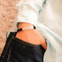 Bracelet homme cuir tressé marron et plaque gravée