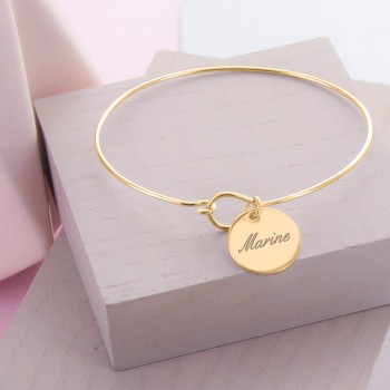 Bracelet jonc fil médaille à personnaliser