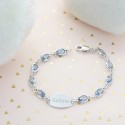 Gourmette identité enfant personnalisée avec pierres en zirconium bleu