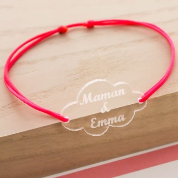 Bracelet gravé acrylique forme nuage