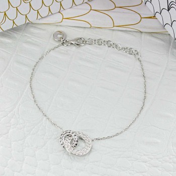 Bracelet double anneaux martelés