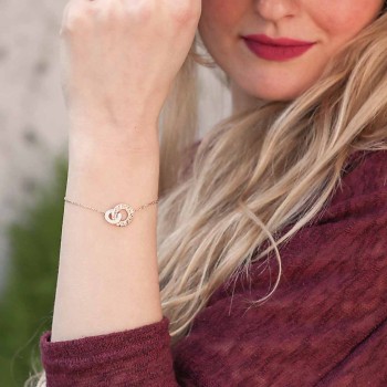 Bracelet double anneaux martelés