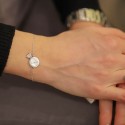 Bracelet medaille perlée coeur zirconium à personnaliser