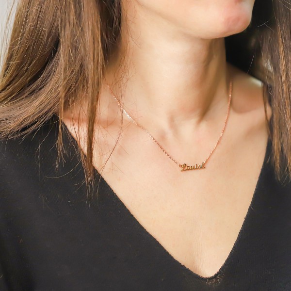 Collier Prénom Découpé Argent Rosé